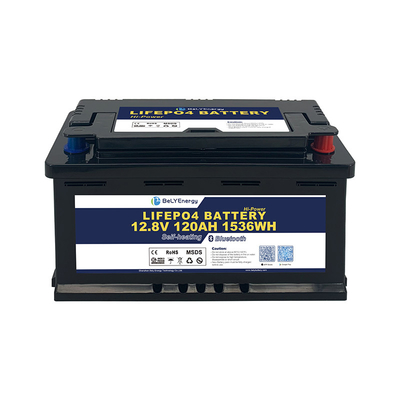 Umur Siklus Panjang Baterai Lithium Bluetooth LiFePO4 Tipe Terminal SAE Rentang Suhu Luas