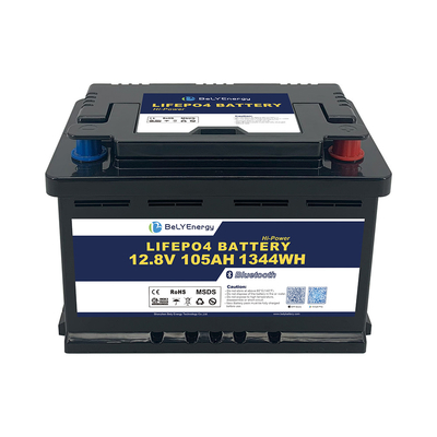H6 DIN case lithium battery dengan BT 12V 105AH Untuk RV Caravan Energy Storage