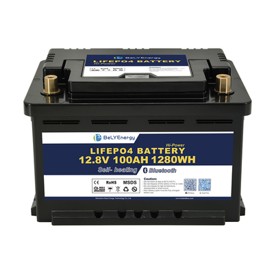 12V LiFePo4 Baterai 100AH Kapasitas Smart BMS dan Gampang Penggantian untuk aplikasi serbaguna dan instalasi di bawah kursi