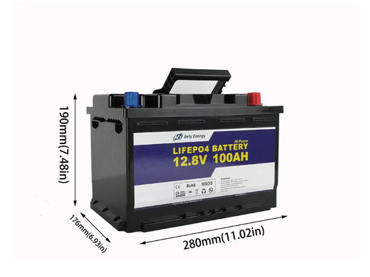 Baterai 1280Wh 100 Amp Hour 12 Volt Lifepo4 Untuk Penyimpanan Tenaga Surya